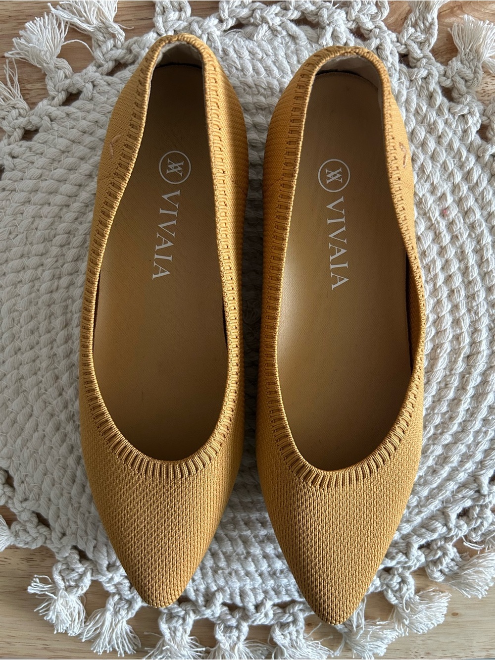 Vivaia Golden Ginger Yellow Pointed Toe Ballet Flats - Picture 4 of 7